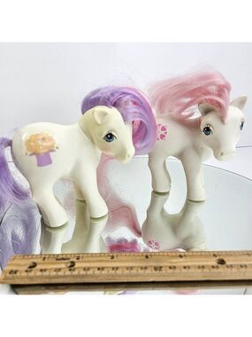 Vintage 1983 Hasbro My Little Pony Lot of 2 White Ponies Pink Purple Hair